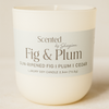 Candle with 'Fig & Plum' fragrance on a beige background
